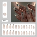 24pcs White Y2K Almond Press-on Nails with Silver 3D Cross and Liquid Metal Art Designs - Pure White Cross (Z981-Glue Version)