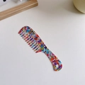 Acetate wide tooth comb with colorful marble pattern and convenient hanging hole - Acetate 18.5cm / 8# Multicolor