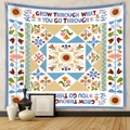 Dettaglio arazzo floreale con motivo girasole bohémien e citazione motivazionale - 73X95CM / Tessuto Spazzolato / GT220202-34 Crema Girasole