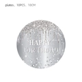 Silberne Happy Birthday Pappteller mit Diamantmuster und Glitzereffekt, 10er Pack 18cm - 18cm / Silber - 7 Zoll Teller (10 STK)