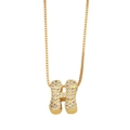 Gold plated initial H necklace with sparkling cubic zirconia on a minimalist thin chain - Letter H