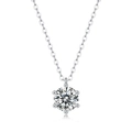 Klassische Halskette aus 925er Sterlingsilber mit rundem Moissanit in Sechs-Krallen-Fassung - Sechs-Zacken runder Solitär - 2ct (P11469)