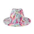 Elegant wide-brim tie-dye felt jazz hat with colorful watercolor ink pattern for men and women - 58cm One Size / Pink and Blue Tie-Dye