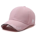 Pink baseball cap with white M letter embroidery and melt away text on the brim - Pink