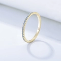 Macro detail of gold S925 silver ring with micro-paved blue zircons and 925 stamp - Dark Blue (119# Spinel)