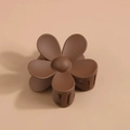 Matte cocoa brown flower hair claw clip with frosted texture for summer styling - Dark Brown