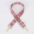 Verstellbarer breiter Polyester-Taschengurt mit rot-weißem Muster und Goldbeschlägen - Muster 138 / Goldener Haken