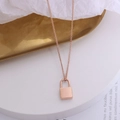 Minimalist rose gold choker necklace featuring a sleek rectangular padlock pendant - Style B - Flat Lock / Rose Gold