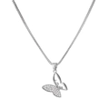 Silver butterfly pendant necklace with transparent zircons and LOVE letter engraving - Silver-Tone Butterfly LOVE Letters Style (White K7201)