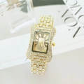 Orologio donna dorato elegante con strass e quadrante quadrato con numeri romani - Oro