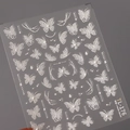 Self-adhesive 3D embossed butterfly nail art sticker in pure white, model TL-176 - TL-176 Style
