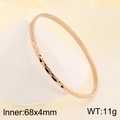 Polished rose gold titanium steel bangle with diamond-cut texture, size 68x4mm - Single Ring / Inner 68mm Width 4mm / Rose Gold (KB185433-LO)