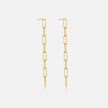 Eleganti orecchini a catena lunga in argento sterling S925 placcato oro 18k donna - Argento 925 / Oro