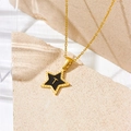 Golden titanium steel necklace with black star pendant and gold T letter charm - Letter T Style (D112)