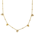 Collana elegante in acciaio inossidabile placcato oro 18K con ciondoli a trifoglio - Collana a Catena Con Sfere e Triplo Zircone - Oro
