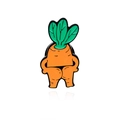 Funny anthropomorphic carrot enamel pin with a humorous bum design and green leaves - Funny Carrot (CC717)