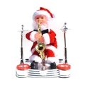 Electric musical Santa Claus toy with golden saxophone on silver instrument base - Saxophone Stage Santa