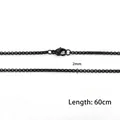 Black stainless steel 2mm box chain necklace with 60cm length and lobster clasp - 2MM Width / 60CM Length / Black
