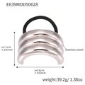 Silver stainless steel curved hair cuff with multi-layer design and dimensions - Steel Color Layered Wave Style (E639)