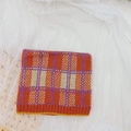 Winter knitted kids neck warmer featuring orange and purple checkered pattern - Orange Checkered