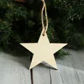 Star-shaped natural wood Christmas ornament with rustic hemp rope and laser-cut edges - Natural Wood Star