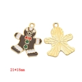 Gingerbread man enamel charm for DIY jewelry making, gold metal back, 21x18mm size - Gingerbread Man (A3-085)