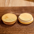 Set of 2 natural bamboo airtight lids with silicone seals for kitchen storage jars - Lid Style 1 / Lid Only