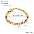 Bracciale tennis placcato oro 18k con zirconi quadrati e tondi in acciaio inox - Zirconia Bianca