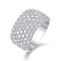Elegant S925 sterling silver wide band ring featuring full pave moissanite settings - US Size 9 / Silver/Moissanite