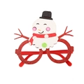 Christmas party glasses with red sequin frame and cute snowman wearing a black hat - Style 38-Red Glitter Snowman