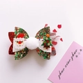 Sparkly Santa Claus and Christmas tree hair clip with red tulle and plush pom pom - 3# Christmas Hair Clip - Santa Claus Christmas Tree