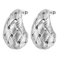 Pendientes de gota trenzados plateados en acero inoxidable con baño de oro de 18K - Pendientes de Gota de Malla Fundida Color Acero
