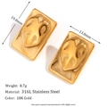 3D Irregular Heart Rectangular Stud Earrings - Gold