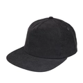 Gorra de béisbol clásica de pana negra con visera plana y estructura de cinco paneles para hombre - Ajustable / Negro
