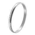 Polished silver titanium steel bangle featuring faceted hammered texture and hinged clasp - Silver