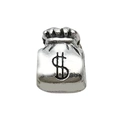 Silver money bag bead with dollar sign for DIY vintage bracelets and jewelry - Money Bag $ Symbol 11x9mm