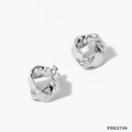 Modern silver geometric twist stud earrings with a matte stainless steel finish - Glossy (PDE2738)