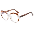 Chic polygonal TR90 blue light glasses with transparent and leopard print dual-color frame - Transparent Leopard