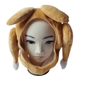 Funny plush turkey hat for Thanksgiving party featuring detailed drumsticks on a white base - Full Face Turkey Hat
