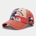 Vintage colorblock Texas Republic baseball cap with distressed brim and 1836 embroidery - Style D Baseball Cap Orange