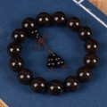 Dark Sandalwood Buddhist beads bracelet with gourd pendant on zen style background - Gourd Style (20200527) / 15 Pieces/Pack / Black Red Gold Star (15mm)