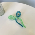 Pinza per capelli a forma di fiocco in resina trasparente con tocchi verde e blu - Circa 9,5 cm / Verde + Verde Scuro