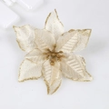Artificial gold poinsettia flower decoration with gold leaf edges for Christmas trees - Gold Gold Edge