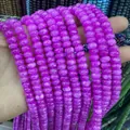 Strand of bright purple flat abacus natural stone beads for DIY jewelry making - Light Rose Red / 5*8mm (approx. 73 pcs/strand)