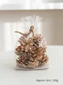 Pommes de pin dorées avec paillettes, taille 6cm, pack 150g pour décoration de Noël DIY - Pomme De Pin Chinoise Champagne (SG02) / Environ 6cm/150g