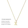 14k gold plated stainless steel initial necklace featuring letter X on a fine metal chain - Letter-X / Gold