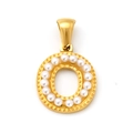 Letter O pendant in 18k gold plated stainless steel with inlaid white pearl - Letter O Style (SP723G-O)