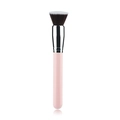 Professional flat-top foundation brush with light pink handle and dense synthetic bristles - Pink Silver Flat