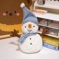 Plush Christmas snowman doll with blue knitted hat and scarf, cozy winter holiday gift - White with Blue (Sami Snowman)