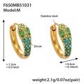 Golden stainless steel snake earrings with gradient green and blue zircon inlays - Gold/Green Zircon-M
